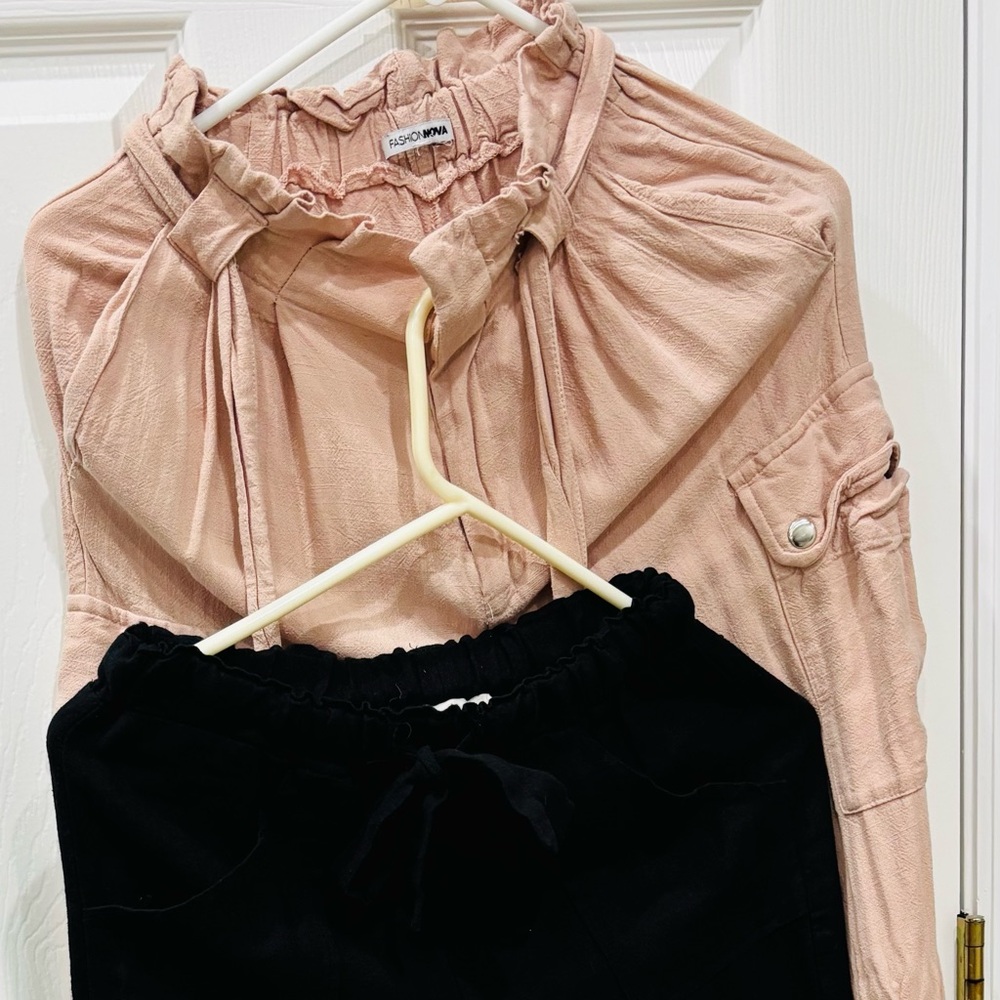 Fashion Nova Women Pink Lounge Pant & Heart & Hips Women Black French Terry Pant